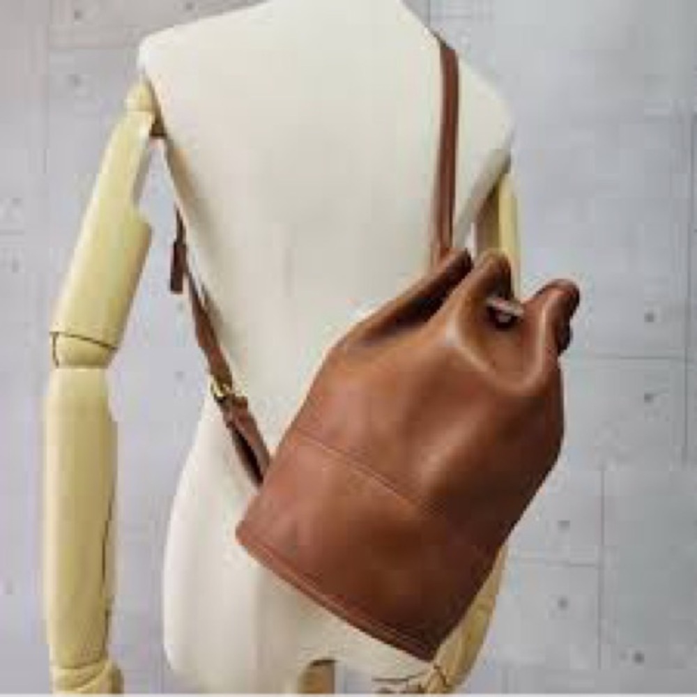 Vintage Coach Tan Leather Bucket Backpack‎ #9984